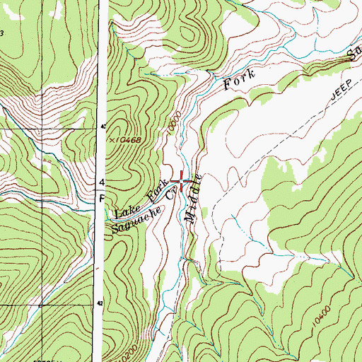 Topographic Map of Lake Fork Saguache Creek, CO