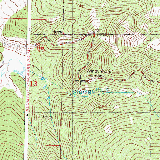Topographic Map of Windy Point Overlook, CO