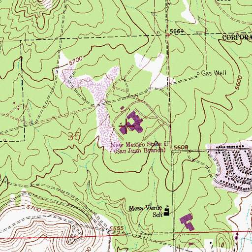 Topographic Map of San Juan College, NM