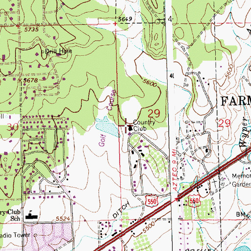 Topographic Map of Farmington Country Club, NM