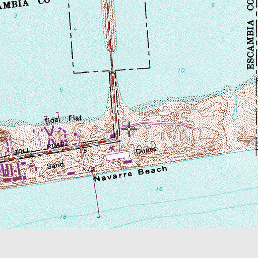 Topographic Map of Navarre Beach State Park, FL