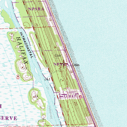 Topographic Map of North Peninsula State Park, FL