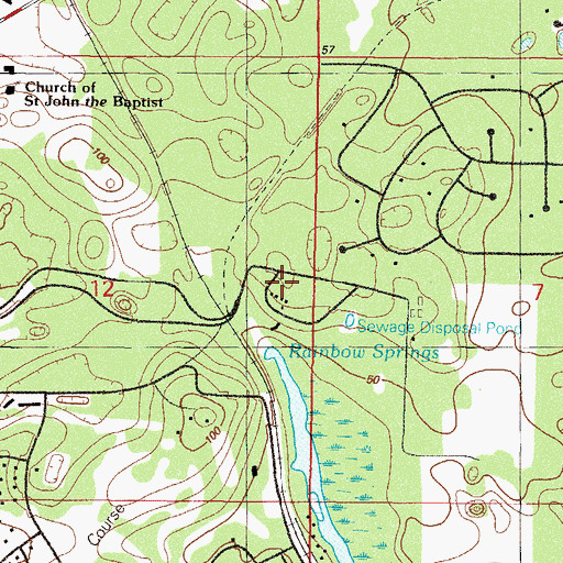 Topographic Map of Rainbow Springs State Park, FL
