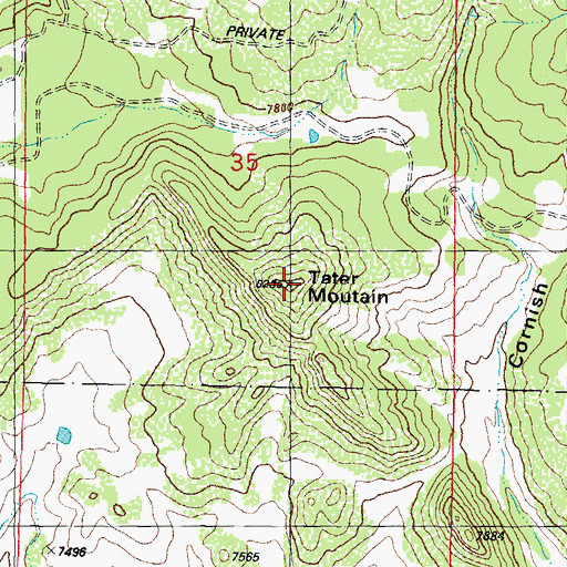 Topographic Map of Tater Mountain, CO