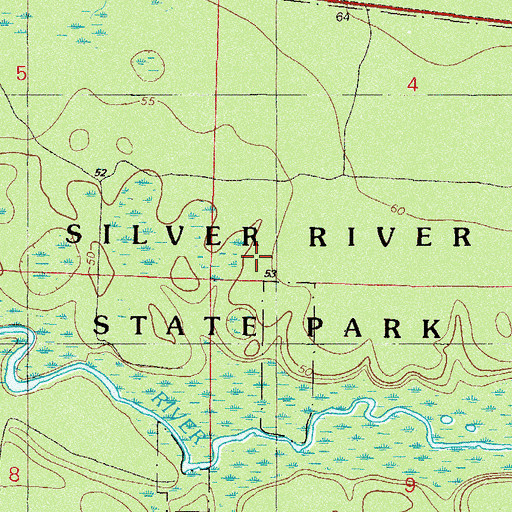 Topographic Map of Silver River State Park, FL