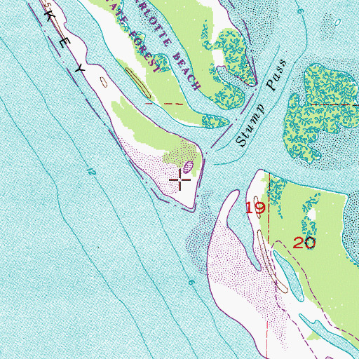 Topographic Map of Stump Pass Beach State Park, FL