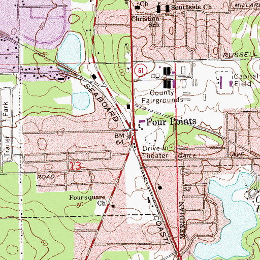 Topographic Map of Tallahassee-Saint Marks Historic Railroad Trail State Park, FL