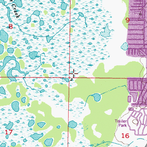 Topographic Map of Werner-Boyce Salt Springs State Park, FL