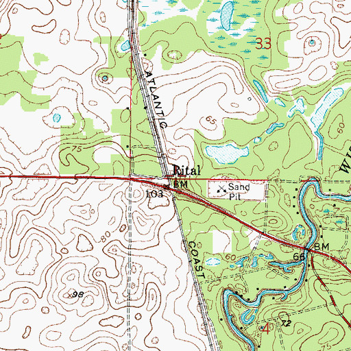 Topographic Map of Withlacoochee Trail State Park, FL