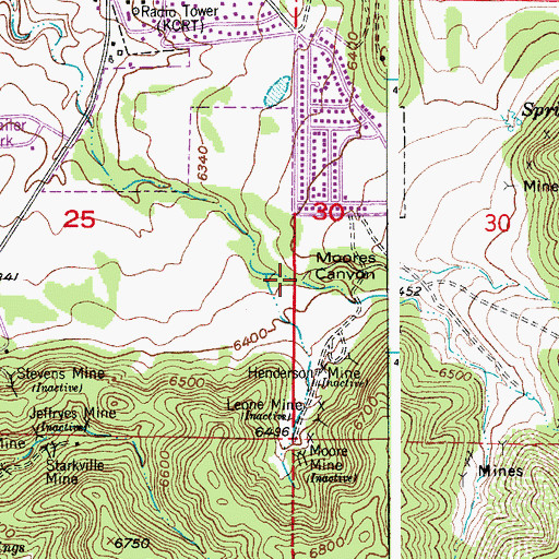 Topographic Map of Moores Canyon, CO