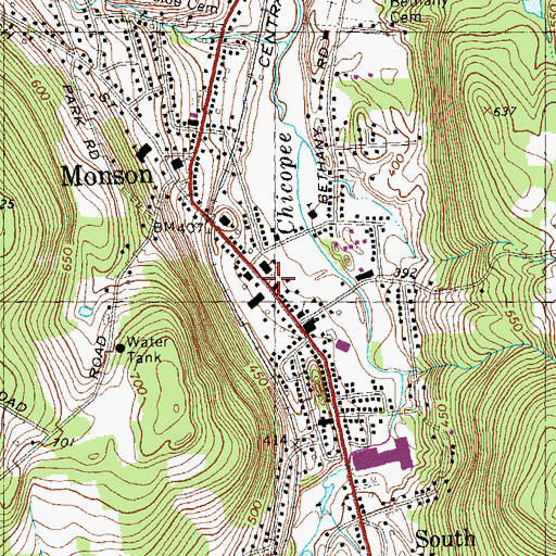 Topographic Map of Main Street Cemetery, MA