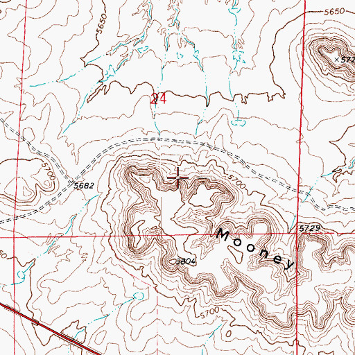 Topographic Map of Mooney Hills, CO