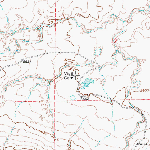 Topographic Map of Vigil Cemetery, CO