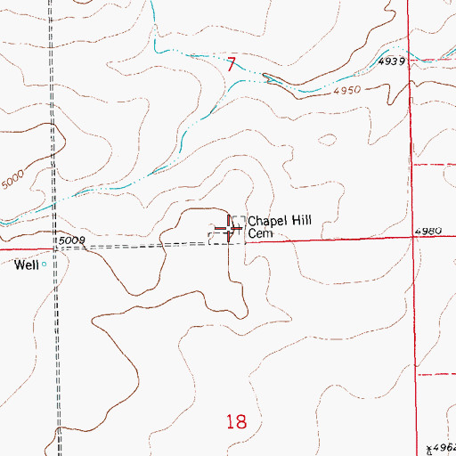 Topographic Map of Chapel Hill Cemetery, CO