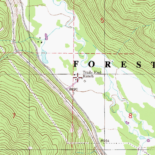 Topographic Map of Trails End Ranch, CO