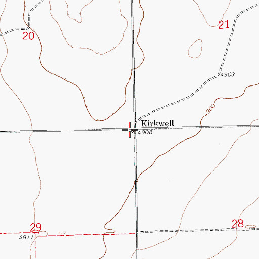 Topographic Map of Kirkwell, CO