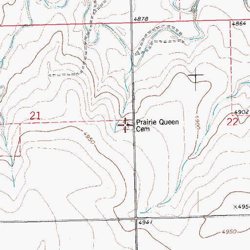 Topographic Map of Prairie Queen Cemetery, CO