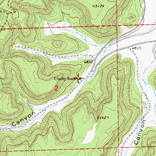 Topographic Map of Clardy Ranch, CO