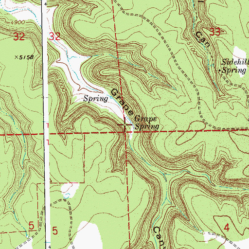 Topographic Map of Grape Spring, CO