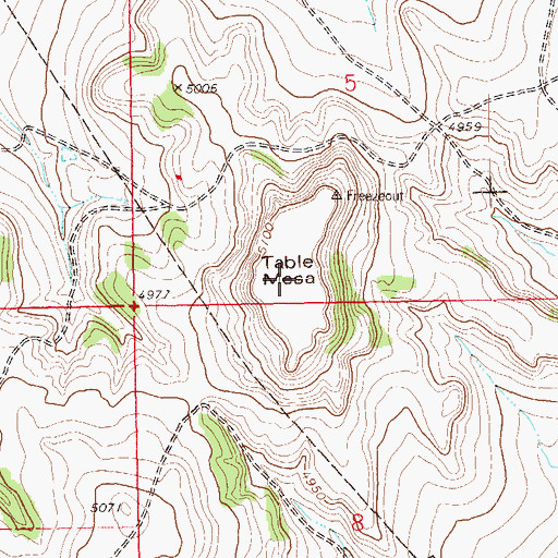 Topographic Map of Table Mesa, CO