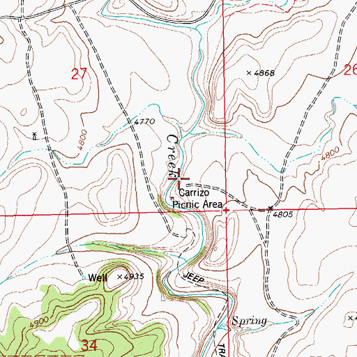 Topographic Map of Carrizo Canyon Trail, CO