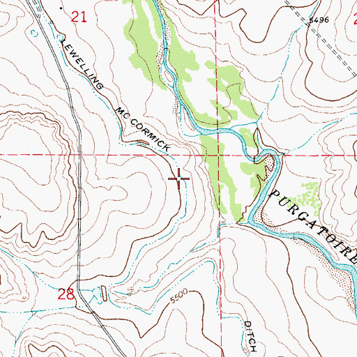 Topographic Map of Lewelling Mc Cormick Ditch, CO