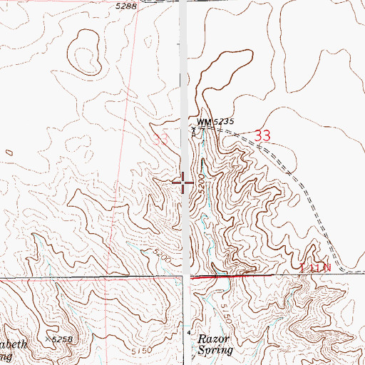 Topographic Map of Razor Spring, CO