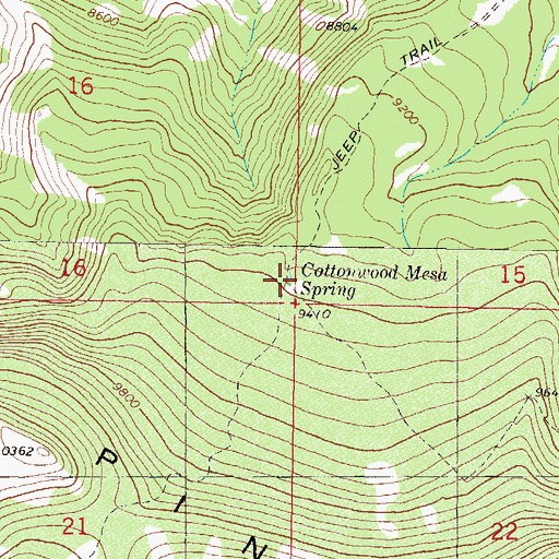 Topographic Map of Cottonwood Mesa Spring, CO