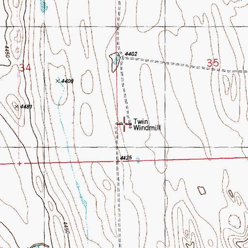 Topographic Map of Twin Windmill, CO