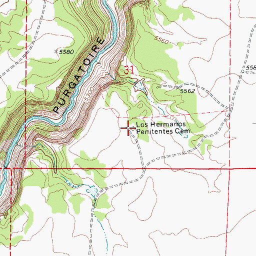 Topographic Map of Los Hermanos Penitentes Cemetery, CO