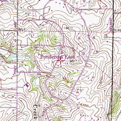 Topographic Map of Ponderosa East, CO