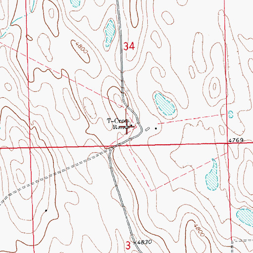 Topographic Map of T-Cross Ranch, CO