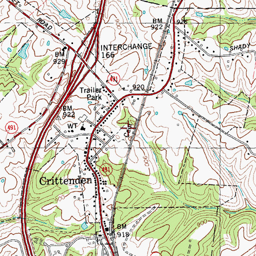 Topographic Map of Crittenden Christian Cemetery, KY
