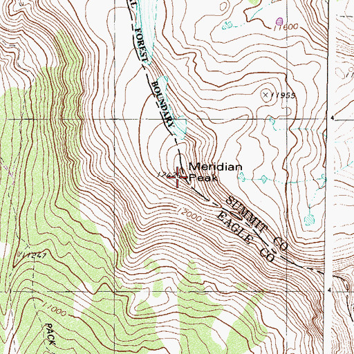 Topographic Map of Meridian Peak, CO