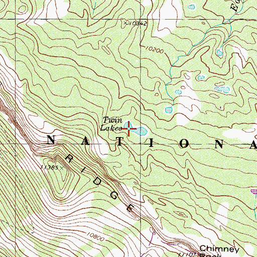 Topographic Map of Twin Lakes, CO