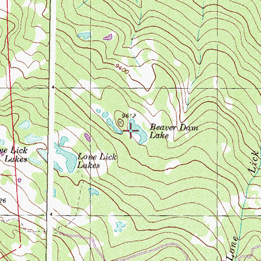 Topographic Map of Beaver Dam Lake, CO
