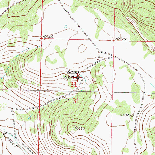 Topographic Map of Sams Spring, CO