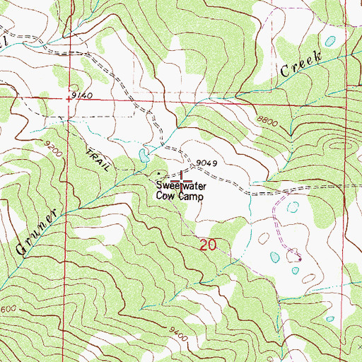Topographic Map of Sweetwater Cow Camp, CO
