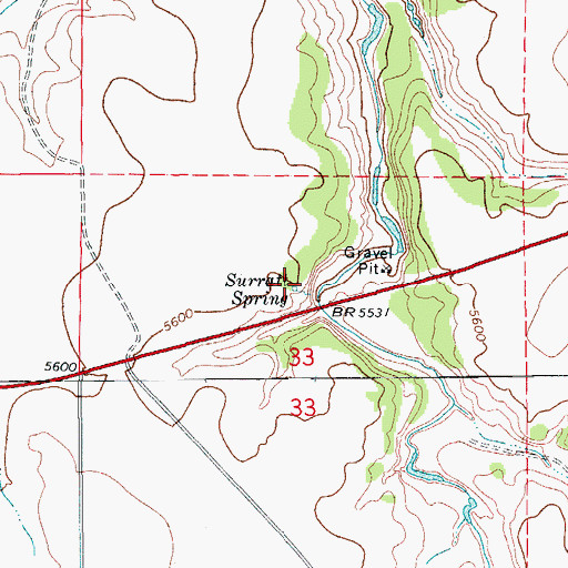 Topographic Map of Surratt Spring, CO
