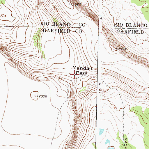 Topographic Map of Mandall Pass, CO