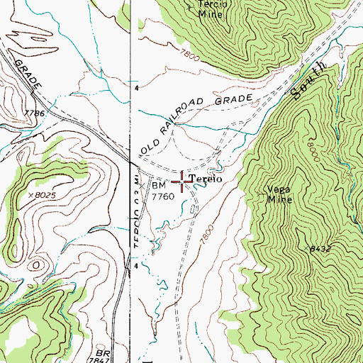 Topographic Map of Tercio, CO