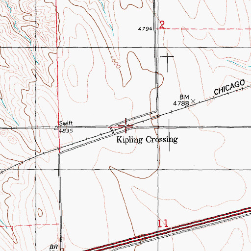 Topographic Map of Kipling Crossing, CO
