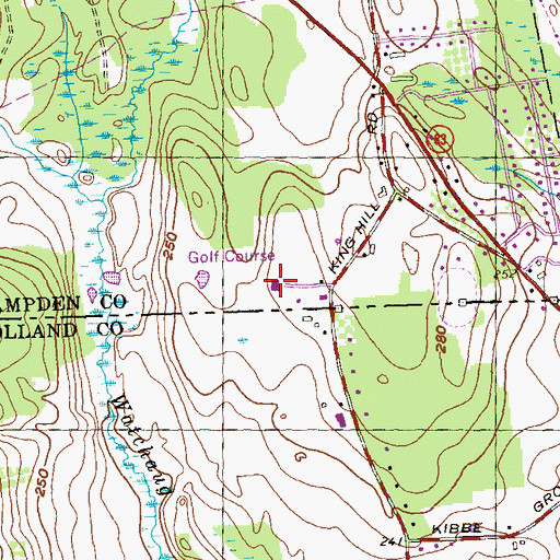 Topographic Map of Elmcrest Country Club, MA