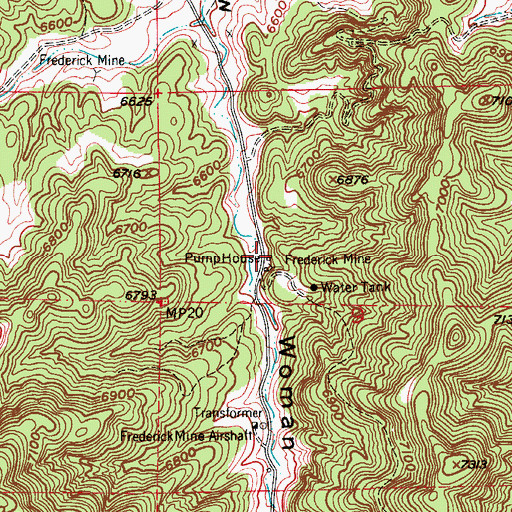 Topographic Map of Frederick Mine, CO