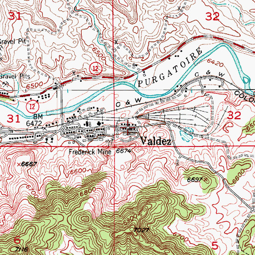 Topographic Map of Valdez, CO