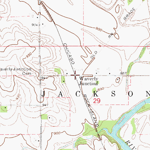 Topographic Map of Waverly Junction Post Office (historical), IA