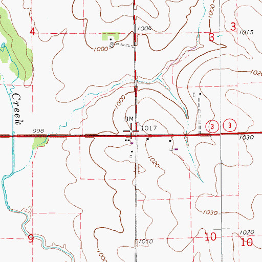 Topographic Map of Knittel Post Office (historical), IA