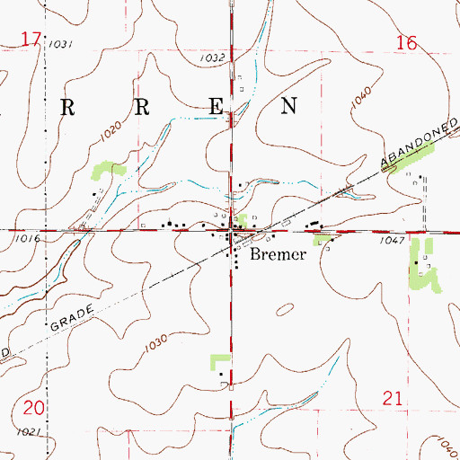 Topographic Map of Bremer Post Office (historical), IA