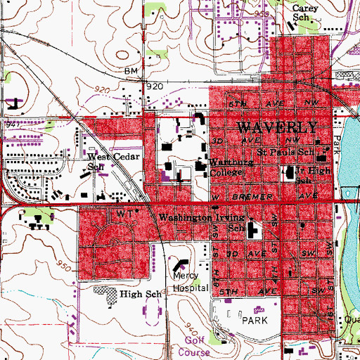 Topographic Map of Fine Arts Center, IA