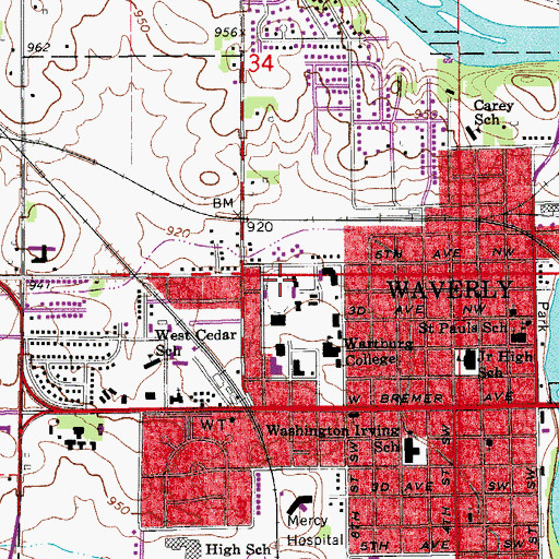 Topographic Map of Hertel Field, IA